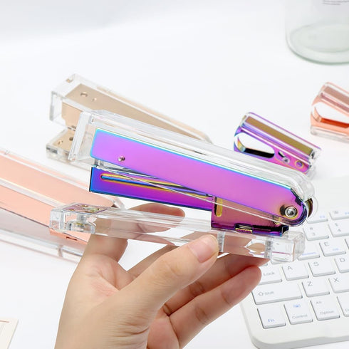 Clear Acrylic Rainbow Stapler Colorful Desktop Staplers with Classic Modern Design Sleek Office and Desk Accessories Gift Idea (Rainbow)...