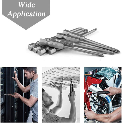 Mesee 8Pcs Long Cross Head Screwdriver Bits with 1/4 Inch Hex Shank, Magnetic Phillips Screwdriver Bit Set Screw Drill Bit Accessory Tool, 75mm Le...