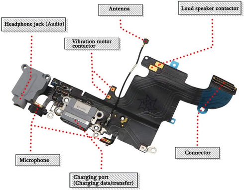 Charging Port Replacement for iPhone 6S Black,GVKVGIH Replacement Charging Port Dock Connector Flex Cable for iPhone 6S(6S Black)...