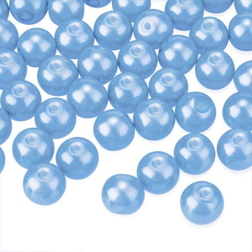 PH PandaHall 400 Pcs 6mm Tiny Satin Luster Glass Pearl Bead Round Loose Spacer Beads for Earring Bracelet Necklace Jewelry Making, Light Blue...