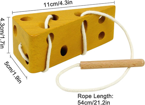 Early Development Toys Wooden Lacing Toys, Montessori Activity Kids Cheese Toys, Children Learning Educational Wood Block Puzzles Toy for Toddlers...