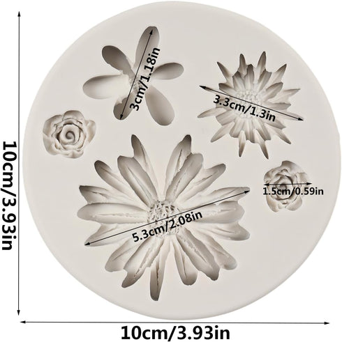 Chrysanthemum Flower Silicone Mold Daisy Flower Fondant Molds for Flower Cake Decoration Cupcake Topper Chocolate Candy Polymer Clay Gum Paste...