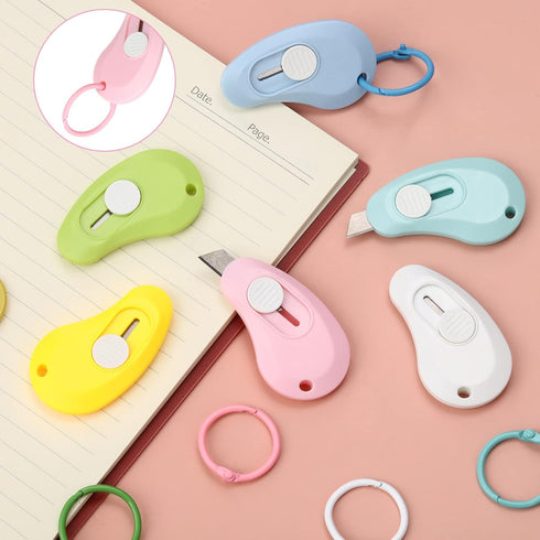 6 Pieces Mini Utility Knife Box Cutter Letter Opener Pocket Knives Colorful Mini Slides Open for Letter Small Box Opening Paper Cutting DIY Crafts...