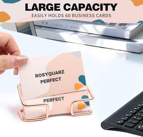 Business Card Holder for Desk, Elegant Metal Business Card Holder Display Stand, Black Business Card Organizer, Desktop Business Card Holders for ...