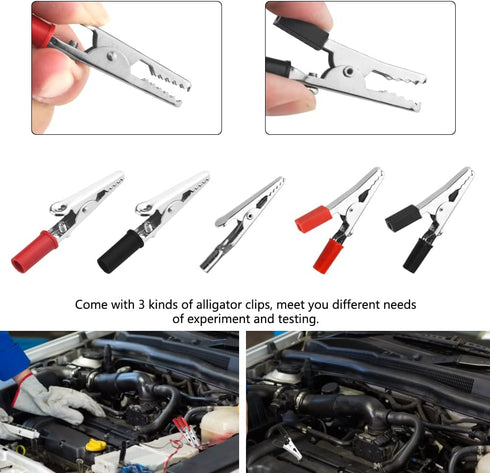 WMYCONGCONG 120 PCS Metal Alligator Clips Electrical Test Clamps Assortment Kit with Plastic Hands Red Black Kit...