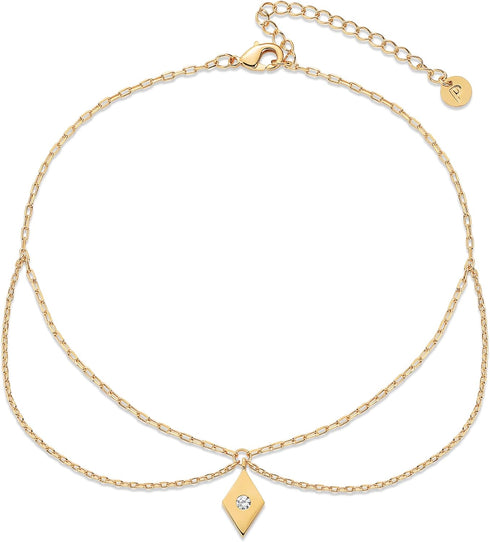 PAVOI 14K Gold Plated Charm Link Chain Anklets for Women | Dainty Cubic Zirconia Boho Evil Eye Beaded Hamsa Festival Adjustable Gold Anklets...