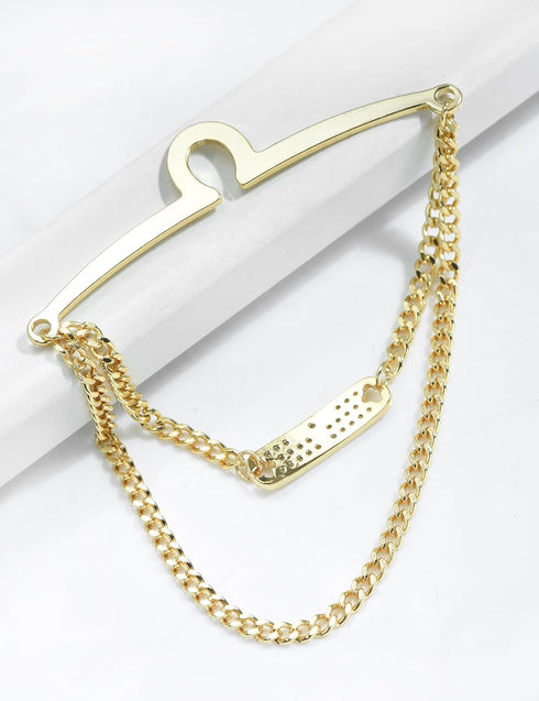 Men's Tie Clips Tie Chain with Charm Cravat Collar Pins Link Style Tie Chain with Gift Box...