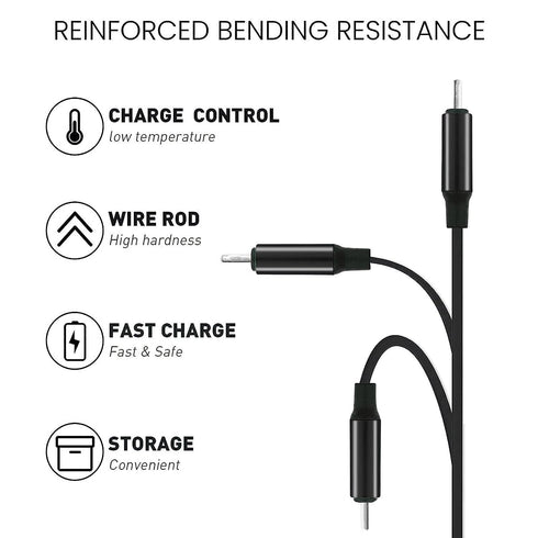 3 in 1 Charging Cable, USB Fast Charging, Retractable Cable (39.4" / 100cm) Three Universal Ports (/Type-C/Micro USB) Uses Car Office Home(Black)...