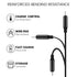 3 in 1 Charging Cable, USB Fast Charging, Retractable Cable (39.4" / 100cm) Three Universal Ports (/Type-C/Micro USB) Uses Car Office Home(Black)...