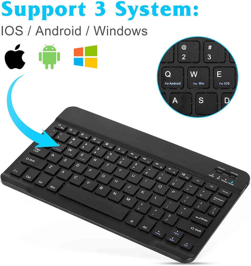 Rechargeable Bluetooth Keyboard and Mouse Combo Ultra Slim for Samsung Smart TV and All Bluetooth Enabled Android/PC-Black Keyboard with RGB LED O...