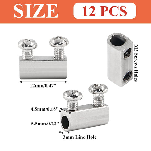 12 Pcs Stainless Steel Wire Rope Cable Clamp, Adjustable New Upgrade Double Hole Wire Rope Clamp Fastener...