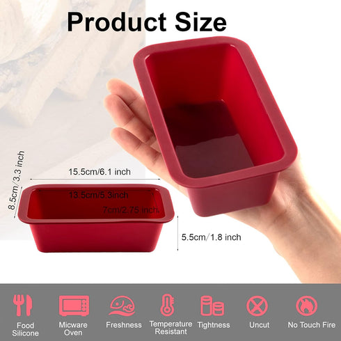Silicone Mini Loaf Pan Set of 4, NonStick Easy Release Rectangle Silicone Mini Cake Pan for Baking Bread, Flexible BPA Free Silione Baking Mold an...