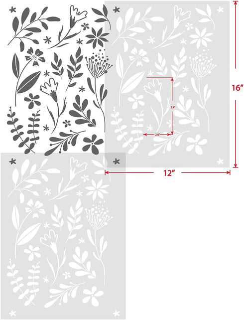 GSS Designs Wildflower Stencil for Painting on Wall Wood Canvas Furniture Reusable Art Flower Stencil for Craft Leaf Stencils for Walls 12x16Inch...