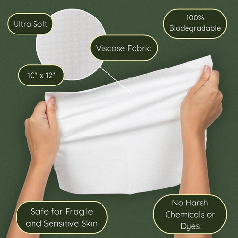 Clean Facial Towels for Sensitive Skin, 100% Biobased Face Towels, 50 Count, Ultra Soft, Makeup Remover Dry Wipes...