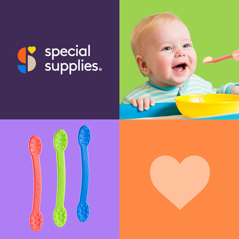 Special Supplies Duo Spoon Oral Motor Therapy Tools, 3 Pack, Textured Stimulation and Sensory Input Treatment for Babies, Toddlers or Kids, BPA Fr...