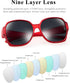 Polarized Sunglasses Fit Over Glasses Over Glasses Trendy Round Cat Eye and HD Wrap-around Sunglasses (matte red, Black)...