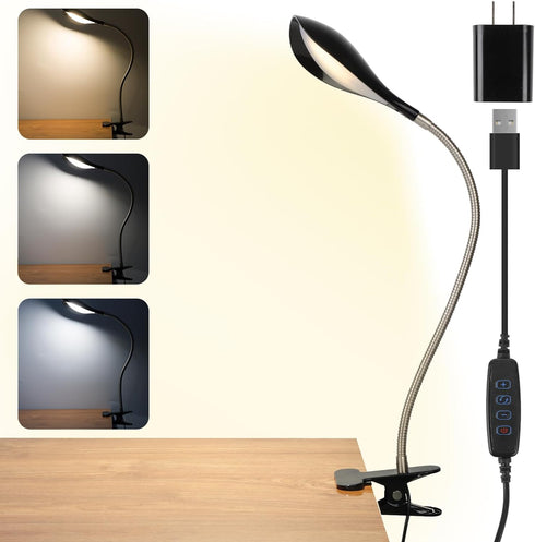 Desk lamp Eye-Caring Table Lamps, 360°Rotation Gooseneck Clip on Lamp Reading Light, Portable Reading Book Light, Clamp Light, Study Desk Lamps fo...