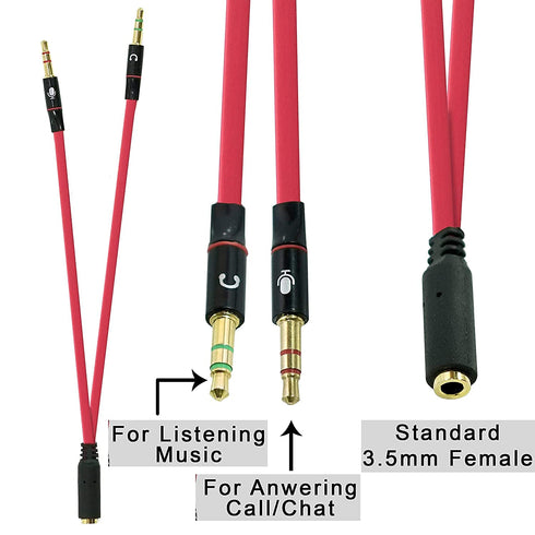 SaiTech IT 3.5 mm Exclusives Headphone Splitter for Computer 3.5mm to 2 Dual Mic Audio Y Splitter Cable Smartphone Headset to PC Adapter, Tablet (...