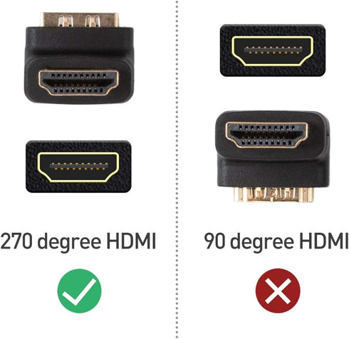 Cable Matters 2-Pack Right Angle HDMI Adapter (270 Degree HDMI Right Angle) with 4K and HDR Support...