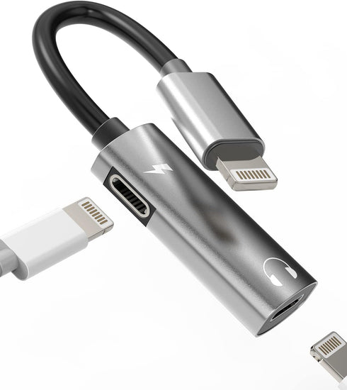 iPhone Headphone Adapter Dual Lightning Jack Dongle(2in1)Apple MFI Certified AUX Cable Splitter Audio Charge Converter for 14 13 12 11 Pro Max Min...