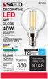 Satco 4-Watt LED E12 Light Bulb, 4000K, 15000 Hour Rating, Dimmable...