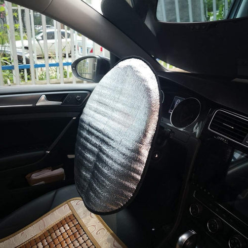 Universal Car Steering Wheel Sun Shade Cover, Heat-Resist Aluminum Foil Steering Wheel Cover for Most of Car SUV Truck Van,17.32x19.68inch/44x50cm...