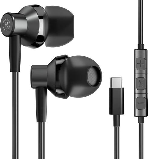 USB Type C Headphone, USB C Earphones Type C Headphones Stereo with Microphone Volume Control Compatible with Samsung Galaxy S20+/S21/S20/Google P...