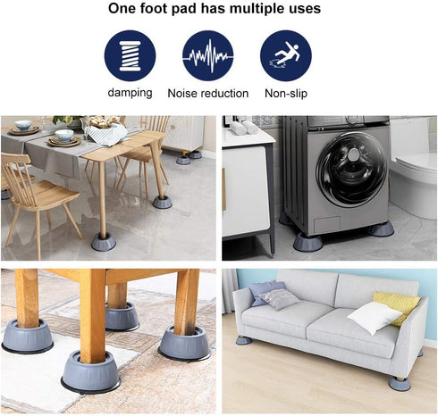 MWELLEWM Shock and Noise Cancelling Washing Machine Support, Plastic Noise Reducing Anti Slip Anti Vibration Rubber Washing Machine Feet Pads, Ant...