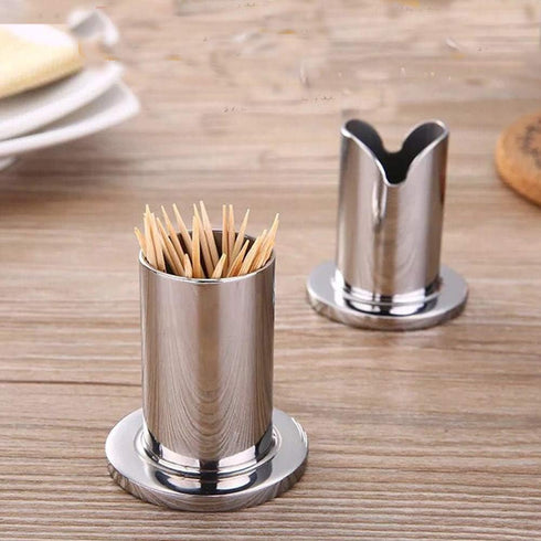 1PC V-shaped Toothpicks Holder Dispenser Toothpicks Storage Organizer Stainless Steel Toothpicks Dispenser for Personal Home Office Club Bar Hotel...