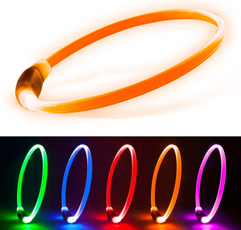 Led Dog Collars for Small Dog,Vizpet XS Light up Adjustable Collar USB Rechargeable Bright Safety Pet Collar for Cats Dogs(Orange)...