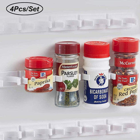 Plastic Kitchen Spice Rack Organizer 20 Spice Gripper Clip Strips Cabinet Door for Spice Containers - 4 Strips, Holds 20 Jars...