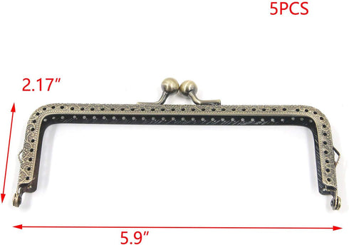 T Tulead Metal Frame Kiss Clasp Purse Clasp Lock Bronze Coin Purse Frame 5.9-Inch Pack of 5...