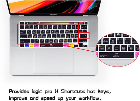 HRH Logic Pro X Shortcuts Hotkey Silicone Keyboard Cover Protector for MacBook Pro 13 inch 2020 (Model A2289 / A2251 / A2338 M1 Chip) and for MacB...