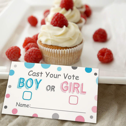Gender Reveal Party Voting Cards, Baby Shower Game, 50 Cards, Pink and Blue, 3.5 x 2 Inches...