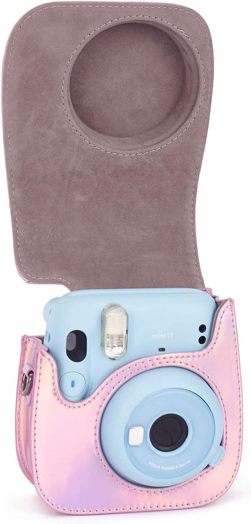 Phetium Instant Camera Case Compatible with Instax Mini 11/12,PU Leather Bag with Pocket and Adjustable Shoulder Strap (Magic Pink)...