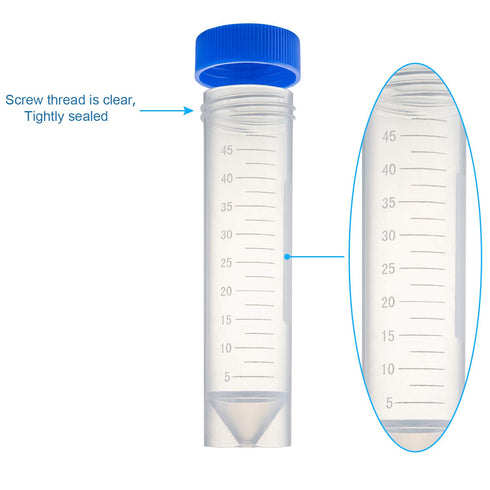 Ackers Science 25pcs-50ml Plastic Centrifuge Tubes Skirted Conical Bottom, Graduated Marks, Blue Screw Cap...