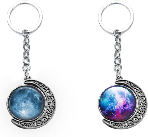 Unlorspy 30Pcs 10Sets Moon Rotation Double Side Pendant Trays,10Pcs 25 mm Moon Rotation Alloy Double-Sided Trays Pendants with 20Pcs Glass Cabocho...