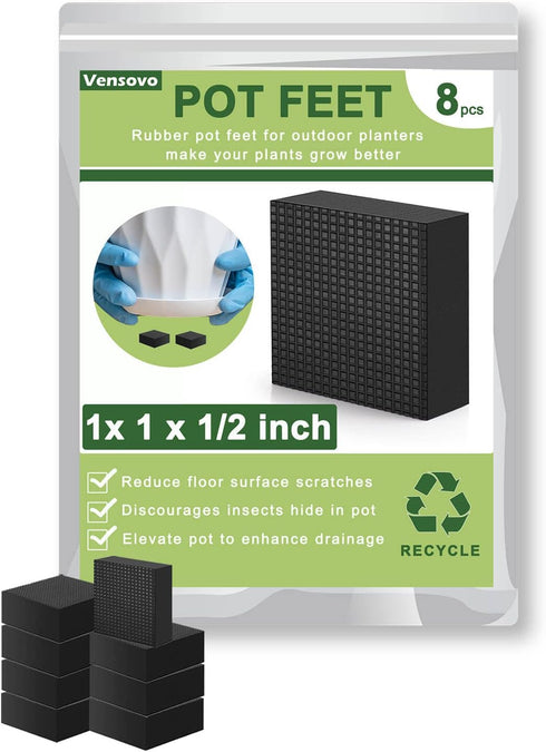 vensovo 1 Inch Pot Feet for Outdoor Planters - 8 Pack Pot Risers Elevate up 1/2 inch, Rubber Planter Feet for Outdoor Pots, Plant Pot Feet for Med...