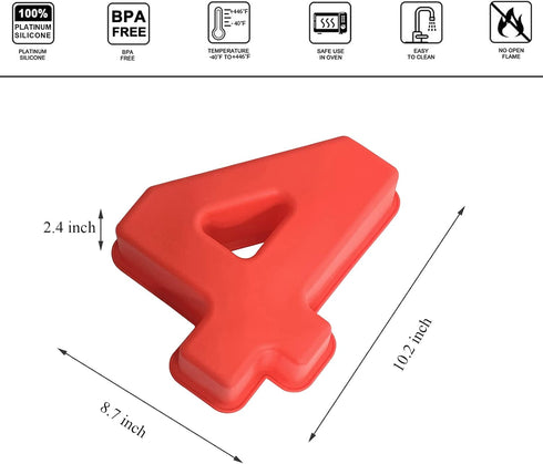 PARTYON Large 3D Numbers Cake Molds Silicone Baking Pans for Birthday and Anniversary, Liquid Silicone Baking Molds Numbers for Cakes BPA Free, Nu...