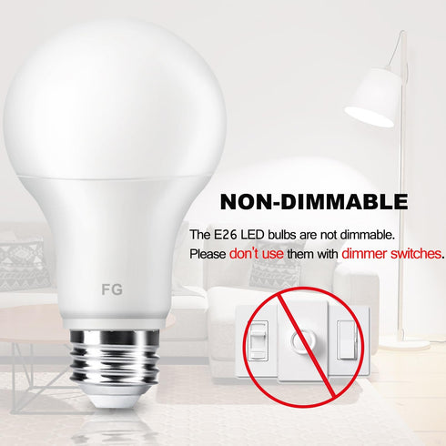 LED Light Bulb, 80 Watt Equivalent A19 LED Bulb, 12W 6500K Daylight White Non-Dimmable E26 Medium Base Light Bulbs for Home Bedroom Kitchen Living...