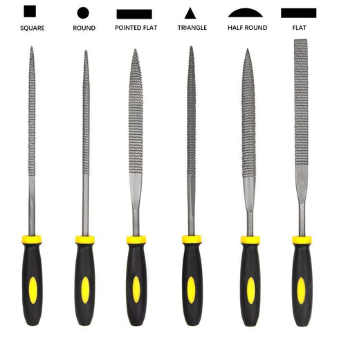 Wood Rasp File Kit - 12 Assorted Small Metal Needle Files Set with Bristle Brush and Hand Strap Carrying Case (Rasps included 2 Sizes of Flat, Poi...