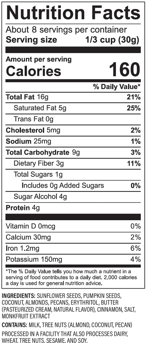 NuTrail Nut Granola Cereal, Cinnamon Pecan, No Sugar Added, Gluten Free, Grain Free, Keto, Low Carb, Healthy Breakfast 8 oz. 1 Count...
