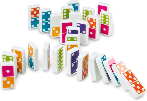 Melissa & Doug Dominoes Tabletop Game with 28 Colorful Tiles in Wooden Storage Box...