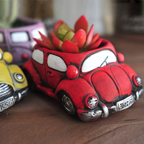 Cement Red Car Succulent Planter Flower Pots Succulent Plants Containers, Small Pot for Cactus Decor Planters for Indoor Plants...