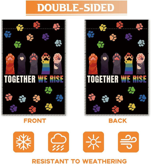 Together We Rise Lift Each Other Up Welcome Garden Flag Yard Outdoor Farmhouse Decorations Waterproof Double Sided Printing 12x18 In, LGBTQ Rights...