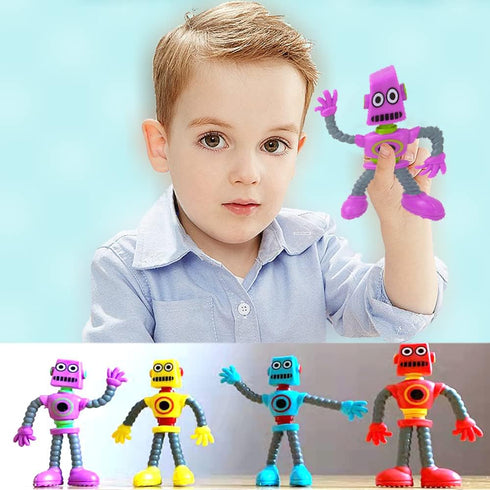 Flexible Bendable Figures Robot Set of 4 Twisted Deformed Doll Decompression Toy for Boys Girls Cool Stuff Cute Things Funny Gift...