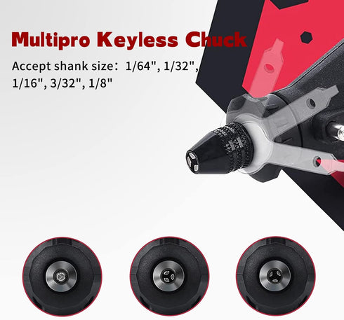 Keyless Chuck, GOXAWEE Rotary Tool 1/8''-1/64'' Chuck Replacement, 3 Jaw Universal Quick Change Chuck Accessory for Power Rotary Tool (1 Pack)...