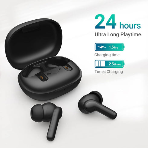 True Wireless Earbuds, Bluetooth 5.1 Active Noise Cancelling Headphones, Sliding Design Charging Case 500mAh, IPX4 Waterproof, Deep Bass Built-in ...