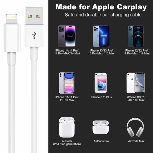 Car Apple Carplay Cable?USB A to Lightning Cable Compatible with iPhone 14 13 12 11 Pro Max XR XS X Charger Cord?Car Charging Cable...