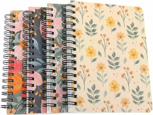 ALIMITOPIA 4 Pack A6 Spiral Notebook Journal,Wirebound Ruled Sketch Book NotePad Diary Memo Planner,A6 Size(5.7X4.1) & 80 sheets (Floral-D)...
